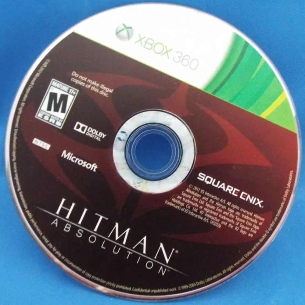 Hitman Absolution Microsoft XBOX 360 2012 Loose Disc Square Enix